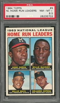 1964 Topps #9 "N.L. Home Run Leaders" – PSA NM-MT+ 8.5